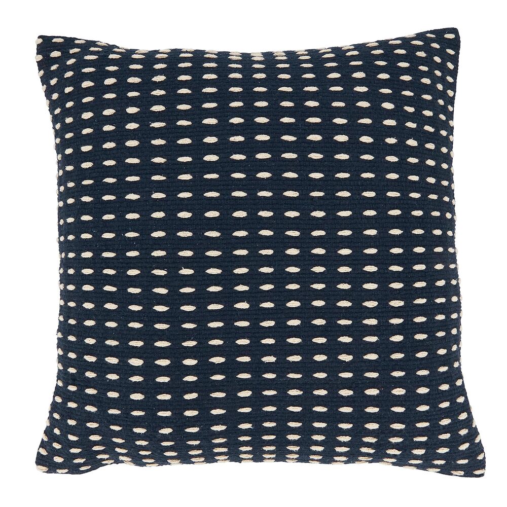 4395 Geometric Glam Dashed Woven Throw Pillow Cover, Navy Blue, 20"